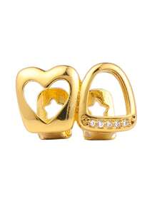 1 Set de Dientes Grillz de Metal Hueco Unisex, Adecuado para Discoteca, Halloween, Navidad - Dentadura postiza - Ver 2