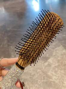 1 chiếc lược cài tóc đính đá lấp lánh chất lượng cao, lược tạo kiểu tóc bồng bềnh, thích hợp sử dụng tại nhà, phòng tắm, khi đi du lịch, quà tặng sáng tạo. - Bạc - Xem 3