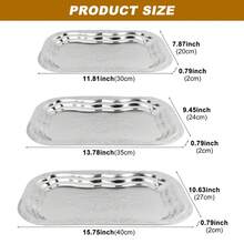 3pcs Stainless Steel Vintage Dinner Plates, Home Decoration Trays, Jewelry Trays, Restaurant Fruit Trays, Cafeteria Restaurant Tableware, Outdoor Camping Supplies, Picnic Tableware - 3pcs - 查看 3