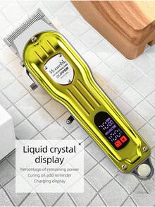 D4 专业男士理发器 - 无线/有线二合一理发器，可用于理发和修容，可充电胡须修剪器，无线液晶显示屏理发器套装，可充电家用理发器，高性能有线家用理发和修容套装 - 电动理发器 - 金色 - 查看 3