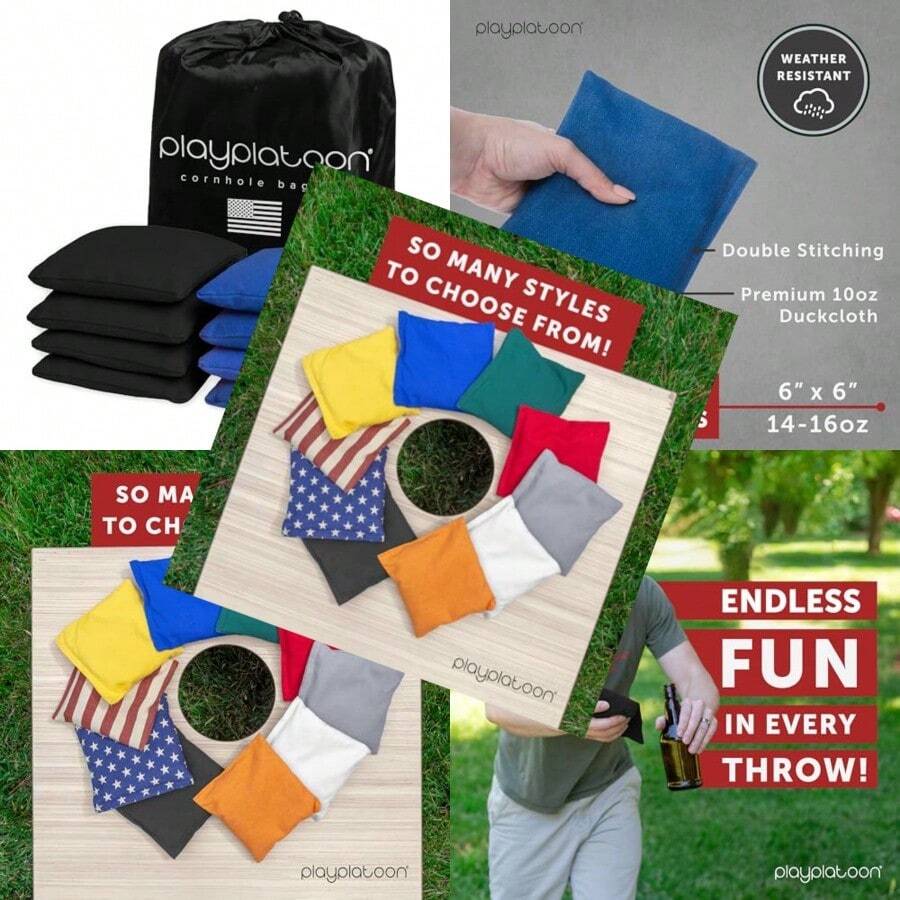 Play Platoon Bolsas de Cornhole de Tela de Pato Resistentes a la Intemperie Juego de 8 pufs para Juego de Agujero de maz tamao y Peso reguladosDecoración de cuarto, Muebles, Herramientas para hombre, Muebles para cuarto - [AUTOMÓVIL CLUB BRITÁNICO - Ver 1