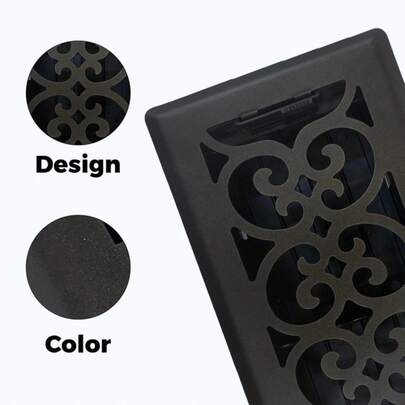 Sierra Grates 4" X 14" Victorian Floor Register In Textured Black Finish - Vent Covers For Home Floor- Decorative Air Vent Covers- Floor Register 4u201d X 14u201d (Duct Opening)