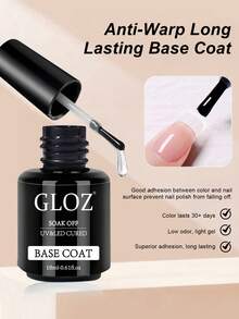 GLOZ 18毫升透明免擦洗凝胶底油，持久耐用，适合DIY家用UV固化凝胶美甲 - 1 Set - 查看 2