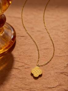 1件新款四叶草单面印花手链，INS奢华风格饰品，时尚简约，适合日常佩戴或节日场合 - 金色 - 查看 4