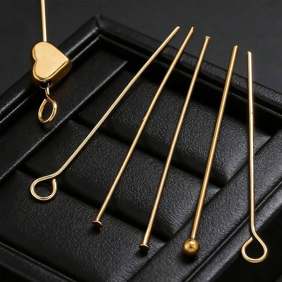 50/100pcs Stainless Steel Minimalist Bent Pins T-Pins Bead Pins Nine-Character Pins Bead Connecting Pins Earring Bracelet DIY Jewelry Accessories Making - Head Needle - View 1