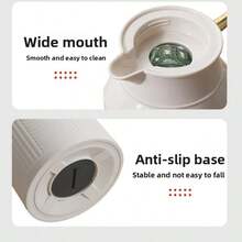 1pc Large Capacity Bottle, Gold-Plated Style Teapot/Coffee Pot, Hot Water Bag, Press Button Glass Inner Vacuum Flask - Gold-plated - View 10