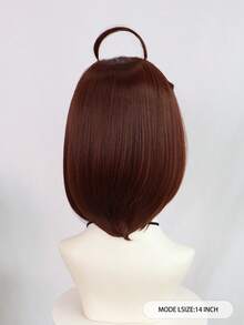 Tóc giả nữ thời trang dáng bob thẳng màu nâu đỏ, dài ngang vai, kiểu anime, có mái | Tóc tổng hợp chịu nhiệt với kiểu mái ôm sát khuôn mặt độc đáo, thích hợp cho các sự kiện lễ hội, Comic Con và hóa trang | Có kèm khuyên tai hình giọt nước màu xanh lá cây | Phụ kiện tóc hóa trang chân thực cho các bữa tiệc theo chủ đề - Nhiều màu - Xem 6