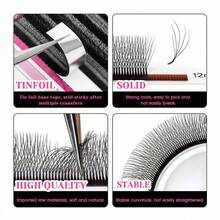 12支装 MASSCAKU 3D 4D 5D W型山茶花睫毛嫁接套装,超大容量预扇形睫毛,C/D 8-15mm,超柔软蓬松 - 查看 5