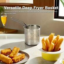 3pcs Small Deep Fryer Pot Set, With Basket Lid Mini Oil Fryer Stainless Steel Anti Scald Handle, Fuel Saving Design Portable For Home Outdoor Fries Fish Chicken Seafood - A - View 4