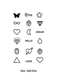 Herbal Juice Semi-Permanent 18 Mini Small Pattern Finger Tattoo Stickers Butterfly Love Diamond 14 Days Non-Fading Non-Reflective Small Gift Finger Behind The Ear Shoulder Neck Clavicle Body Temporary Tattoo Stickers 1 Piece - Blue - View 6