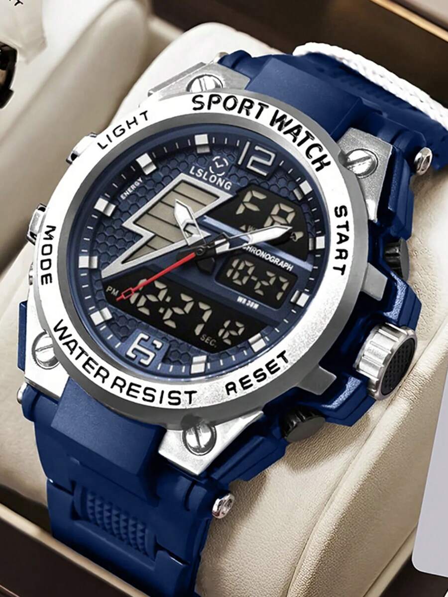 Men's Multi-Function Sports Electronic Watch, Student Dual Display Luminous Casual - Multicolor - View 1