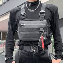 TIANDINGYU 时尚运动胸包，多功能肩带胸包，战术包，外卖员手机包，骑行跑步包，生日/节日礼物（带钥匙扣） - 黑色 - 查看 12