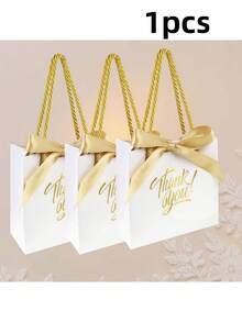 10个/1个/20个装白色礼品袋，带提手的感谢礼品袋，尺寸约为5.5 x 2.36 x 4.7英寸（约14 x 6 x 12厘米），迷你礼品纸袋，适用于洗礼、生日、婚礼、派对、情人节礼品盒等场合。 - 彩色 - 查看 13