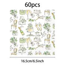 20/40/60 buc șervețele de hârtie de unică folosință cu tematică de nuntă, verde salvie, șervețele de cocktail, cu imprimeu de acuarelă pentru tort de șampanie, cu toc înalt, pentru decorațiuni de masă pentru recepție de nuntă și logodnă, burlac - Vizualizare 8