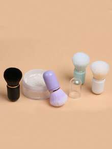 2支装混合款可伸缩迷你化妆刷套装，旅行便携粉底腮红刷 - 彩色 - 查看 1