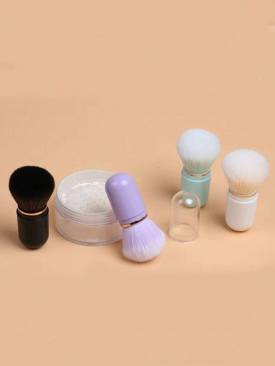 2支装混合款可伸缩迷你化妆刷套装，旅行便携粉底腮红刷 - 彩色 - 查看 1