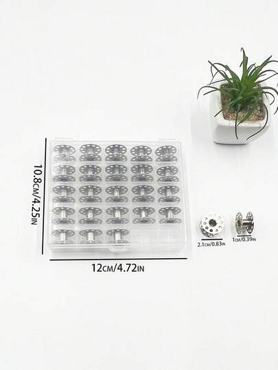 25pcs/Box Sewing Machine Household Stainless Steel Bobbins, Bobbin Case Set, Electric Sewing Machine Thread Spool, Metal Bobbins