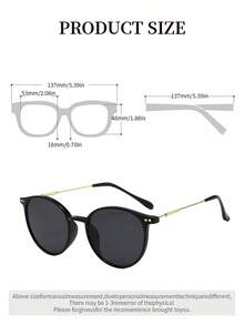 Moemton Women's Retro Round Cat Eye Fashion Glasses, Metal Frame With Black Acrylic Lens, Suitable For Summer Beach And Street Wear - Black - View 6