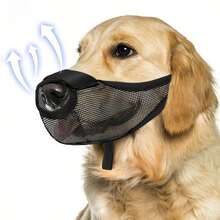 Cubierta de bozal de malla suave para perros pequeños/medianos/grandes, correa ajustable para prevenir mordeduras, envenenamientos, lesiones y masticación - Negro - Ver 10