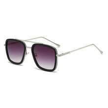 Tony Stark  Vintage Square Metal Frame Eyeglasses For Men Women -  And Edith - C4 - Silver Frame - Double Gray Sheet - View 9
