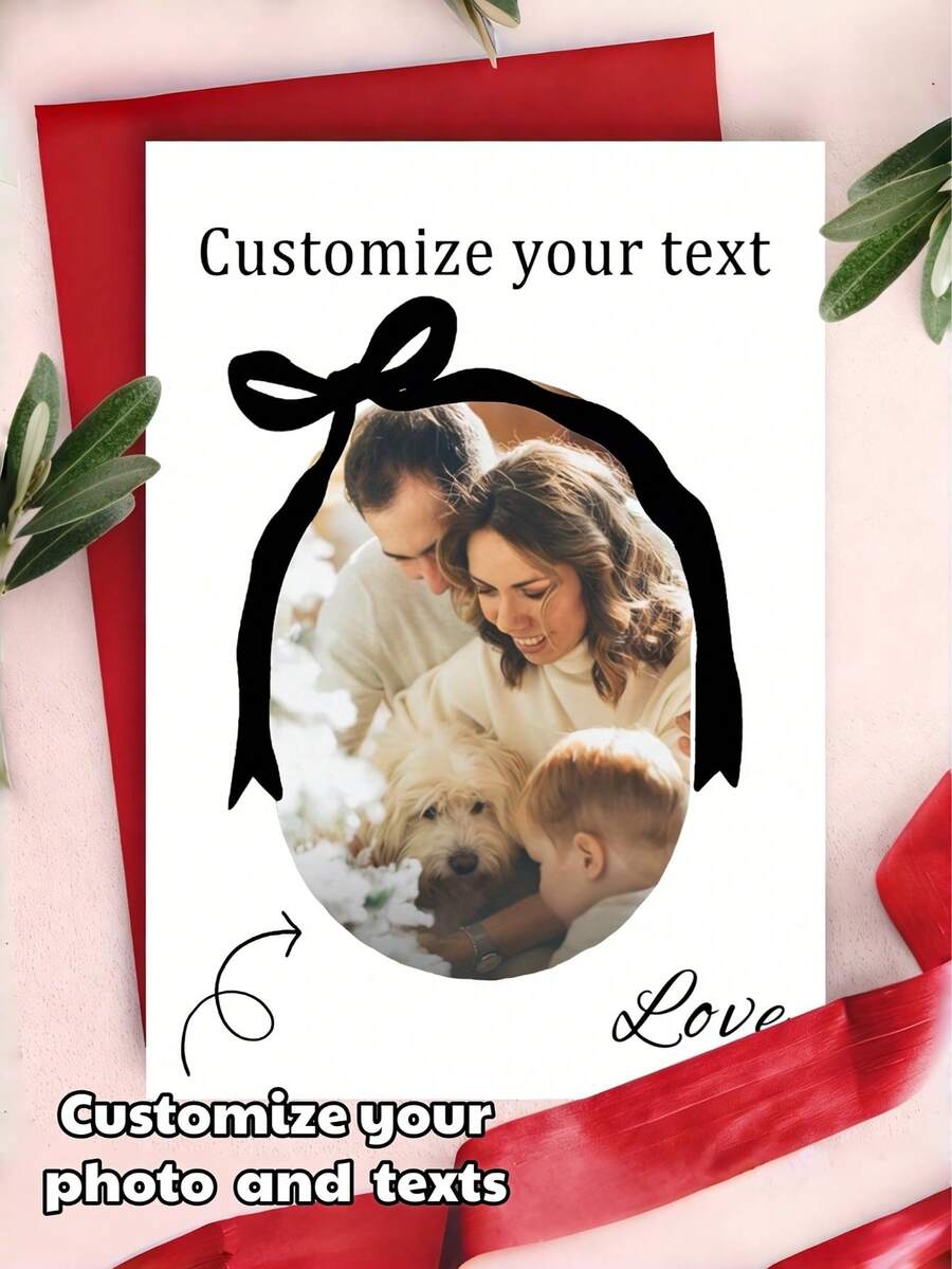 Custom Photo Card With Envelope, Personalized Merry Christmas Card For Family, Holiday Greeting Cards - Multicolor - View 1