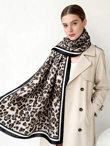 90cm Bohemian Style Women's Leopard Print Scarf, Casual Sun Protection Headscarf/Neck Scarf, Suitable For Nighttime Wrap, Sleeping And Daily Wear, Can Be Used As Scarf, Headband, Headpiece Or Dress Accessory - Multicolor - View 9