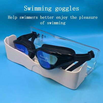 1pc Whale Design Adult Swimming Goggles, Waterproof Anti-Fog Clear Swim Goggles, Adjustable Silicone Swimming Goggles, Unisex, Beach Essential, Swimming Pool Accessory