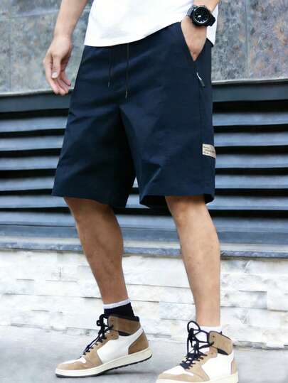 Pantalones cortos casuales de verano para hombres con cintura elástica, de seda de hielo transpirable y ligera