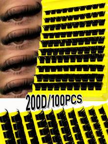 100 cặp mi giả D-Curl tự làm, 200 cặp mi giả D-Curl 0.07mm 10-18mm hỗn hợp tự nhiên, mi giả dày dặn, mi xoăn riêng lẻ, mi dài mảnh, mi mọc như hoạt hình, phù hợp cho người mới bắt đầu sử dụng tại nhà, 100 cặp mi giả siêu dày, 100 cặp dung lượng lớn - D - Xem 2