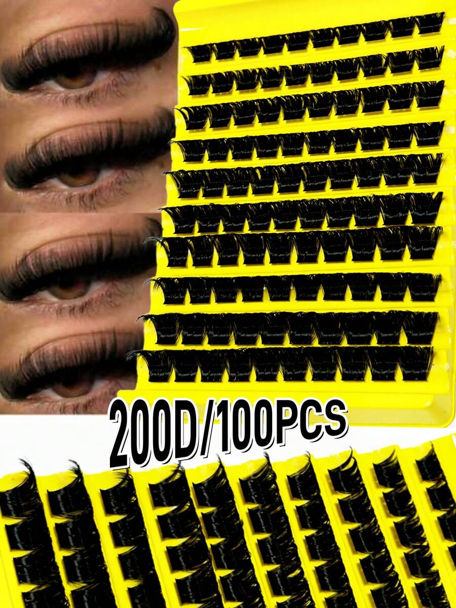 100 cặp mi giả D-Curl tự làm, 200 cặp mi giả D-Curl 0.07mm 10-18mm hỗn hợp tự nhiên, mi giả dày dặn, mi xoăn riêng lẻ, mi dài mảnh, mi mọc như hoạt hình, phù hợp cho người mới bắt đầu sử dụng tại nhà, 100 cặp mi giả siêu dày, 100 cặp dung lượng lớn