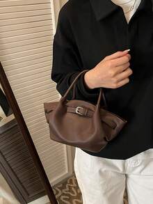 Bolso de mujer estilo coreano Ins, nueva bolsa de mano minimalista de nicho, bolso de hombro y cruzado casual de gran capacidad y versátil - Café - Ver 6