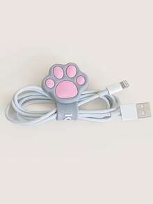 猫咪元素2件装卡通猫爪理线器，适用于耳机线、数据线、充电线整理，便携实用，可扎紧耳机线，桌面装饰，螺旋设计，做工精致，女士节礼物 - 彩色 - 查看 9