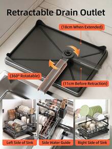 Dish and bowl rack / dish and bowl drying rack, multi-functional storage and drying function, allowing for ventilation and saving space. This is an aesthetically  and highly practical kitchen accessory. - Negro - Ver 7