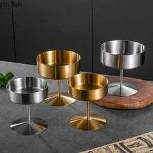 1pc Ins Style Stainless Steel Ice Cream Cup, Pudding Cup, High Stem Dessert Cup, Cold Drink & Juice Cup - Multicolor - View 2