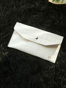 1pc Personalized Stone Texture Cash Envelope Wallet Customized Gold Monogram Long Minimalist Soft PU Leather Wallet Christmas Red & Green Travel Wallet Custom Travel Accessories Gift - Multicolor - View 14