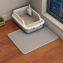 双层加厚防水猫砂垫，可水洗猫砂清洁垫，适用于小型、中型和大型猫砂盆 - 灰色 - 查看 12