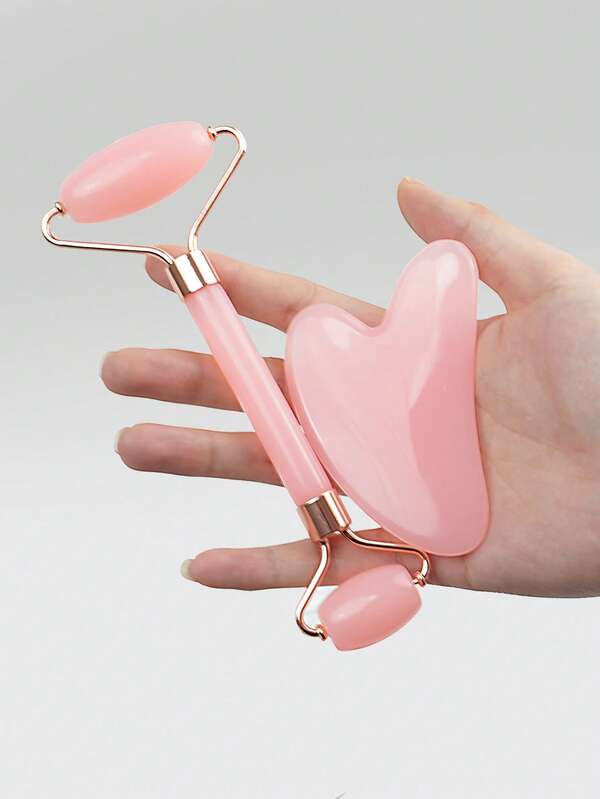 Set de herramientas faciales Gua Sha y Rodillo de Jade, ayuda a reducir la hinchazón y el enrojecimiento, cuidado diario de la piel, regalo de autocuidado unisex