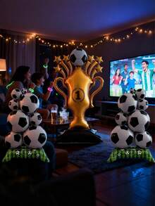 3pcs Giant Champion Trophy Balloons World Cup Soccer Balloons Soccer Party Decorations World Cup Decor Soccer League Champions Trophy Decor Sports Football Ball Fans Birthday Party Decoration Supplies, Baby Shower - Multicolor - View 8
