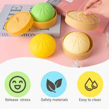 Dumpling Squishy Toy,Large Cute Fingertip Sensory Dough,A Steamed Bun-Shaped Stress-Relieving Toy Suitable For Adults And Veryone,Party Gifts (Purple With Steamer) - 紫色 - 查看 6