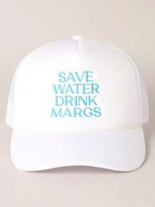 1 pieza Gorra de béisbol de malla ajustable con bordado exterior "SAVE WATER DRINK MARGS", adecuada para primavera/otoño, viajes, protección solar versátil, estilo Y2K, verano, playa, vacaciones, festival - gorra de béisbol - Ver 18