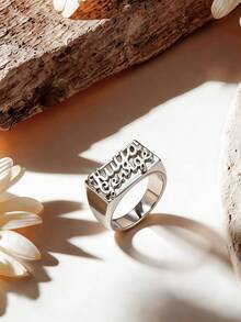 定制个性化名字说唱歌手风格心形和蕾丝花雕花戒指，父亲节礼物，母亲节礼物，情人节礼物，生日周年纪念礼物，毕业礼物，圣诞礼物，送给家人、朋友和同学的高端礼物，时尚、秋季时尚、复古、野性、朋克定制、个性化、独特，适合送给女朋友、妈妈、家人、朋友、女儿、她、祖父母、男朋友、爸爸、儿子的周年纪念日、生日、日常穿着、舞会、母亲节、情人节、毕业典礼、婚礼、父亲节、派对 - 銀色 - 查看 58