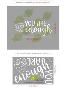 1pc Inspirational English Quote Wall Sticker, Bathroom Glass Mirror Decal - UV (adhesive Backing) 23080 - Excellent Enough (white) - View 6