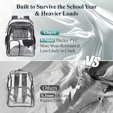 Clear Backpack For School - 18 Inch Extra Large Heavy Duty Clear Bookbag For Boys, See Through PVC Transparent School Backpack With 3 Front Pockets - Đen 018AAA - Xem 5
