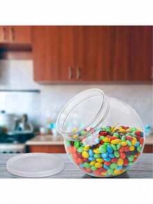 10pcs 350ml Transparent Plastic Jars With Lids, Wide Mouth Design, Suitable For Kitchen Countertop, Can Store Candy, Gummy, Cookies And Snacks, Also Can Be Used For Home Decor, Party And Holiday Storage - View 8