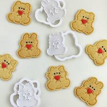 3Pcs Easter Rabbit Bear Cat Cookie Cutter Mold Heart Valentine's Day Biscuit Stamp Icing Cookie Plastics Kitchen Baking Items Back To School - View 7