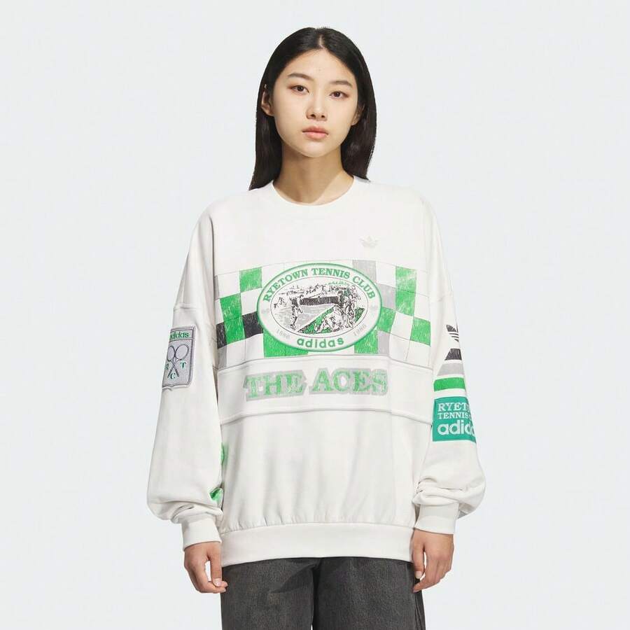 Adidas Originals Áo nỉ cổ tròn nam COURT CREW KG3144 - trắng - Xem 1