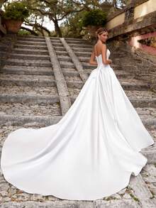 2-Piece Set Classic Off-The-Shoulder Lace Long Sleeve Satin Corset Ballgown Wedding Gown With Train, Wedding Dresses For Bride, Elegant And Comfortable, Includes Plus Sizes, Bridal Gown, Formal Dresses For Women, Suitable For Wedding, Party, Vacation, Bride, Formal Occasions, Dinner Dress, Prom Dress, After-Party Dress, Homecoming Dress, Cocktail Party, Birthday Party, Celebration, Gala, Festival, Ceremony, White - 白色 - 查看 6