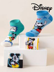 5 Pairs Disney Women's Ankle Socks Gift, Summer Socks With Mickey Mouse, Minnie Mouse, Donald Duck, Daisy Duck Cartoon Designs, Comfortable Breathable Fashion Novelty Socks - Multicolor - View 4