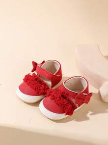 Zapatos de bebé de 0 a 1 año, de encaje, transpirables y de suela blanda - Rojo - Ver 6