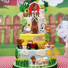 31pcs Farm Animal Cow Cake Decorations, Suitable For Farm Animal Theme Birthday Party, Baby Shower, Wedding Anniversary Cake Decor, Christmas Decor - Multicolor - View 7